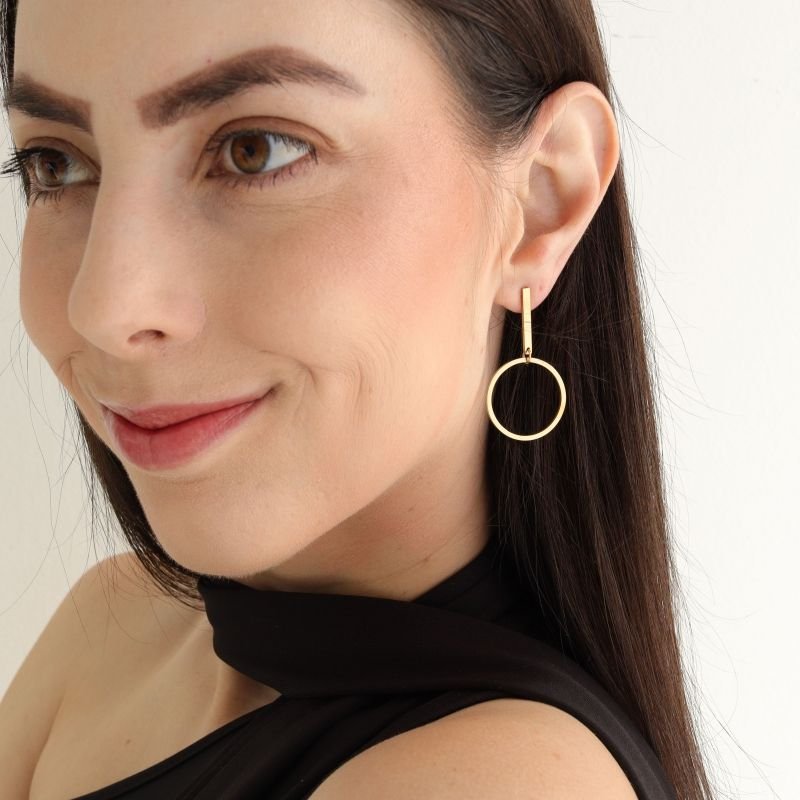 Brinco Minimalist Geometric em Aço Inox