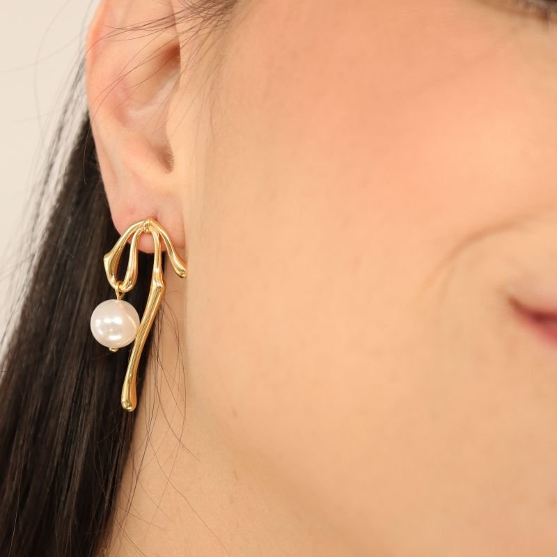 Brinco Minimalista Pérola em Aço Inox (Linha Premium)