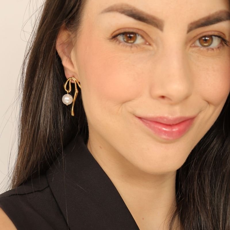 Brinco Minimalista Pérola em Aço Inox (Linha Premium)