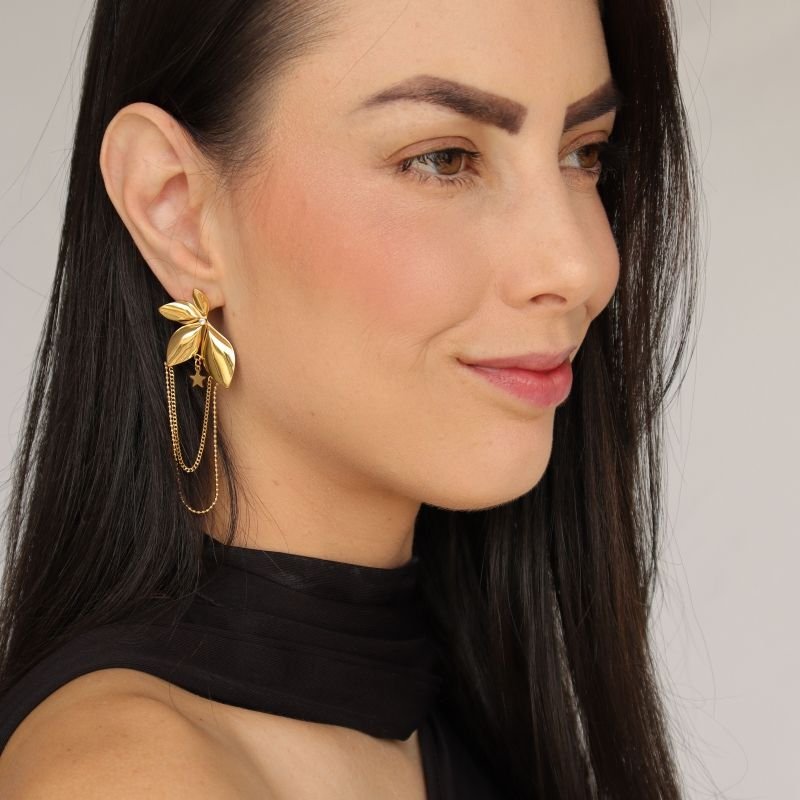 Brinco Moderno Flor Grande em Aço Inox (Linha Premium)