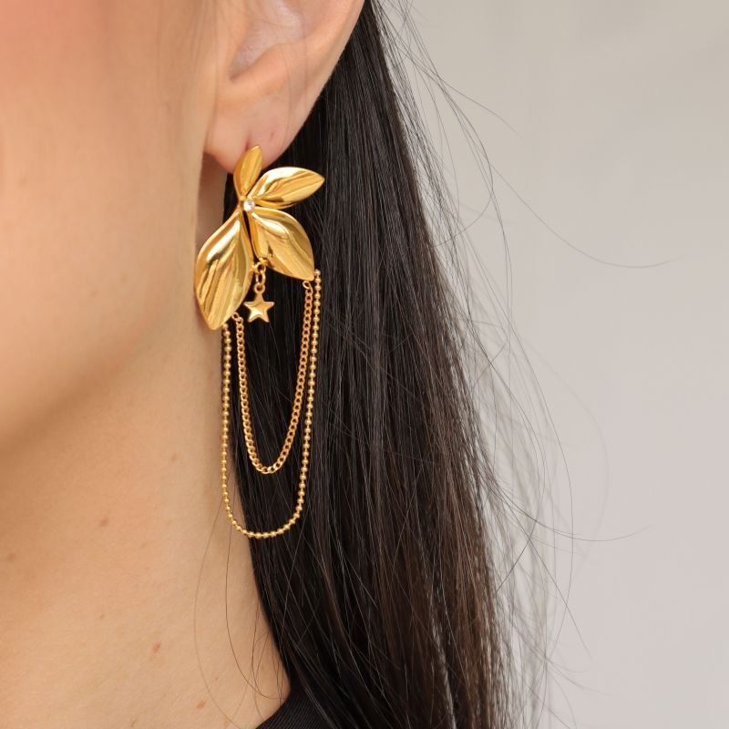 Brinco Moderno Flor Grande em Aço Inox (Linha Premium)