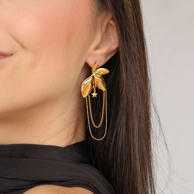 Brinco Moderno Flor Grande em Aço Inox (Linha Premium)