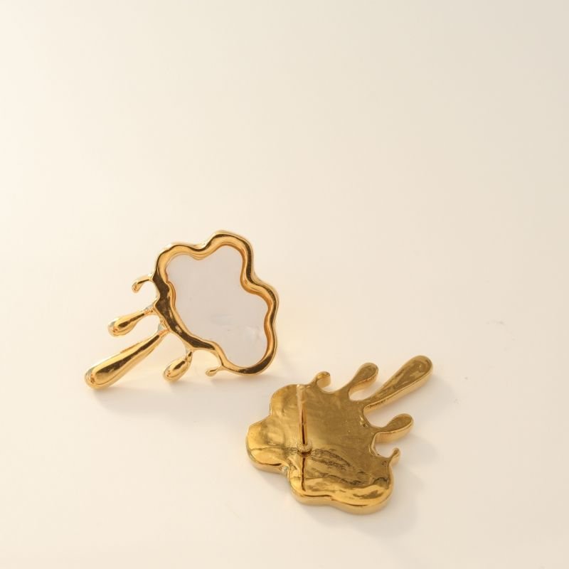 Brinco Nuvem Branco em Aço Inox (Linha Premium)