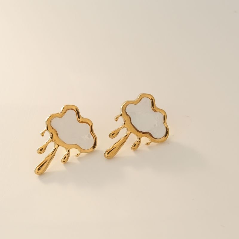 Brinco Nuvem Branco em Aço Inox (Linha Premium)