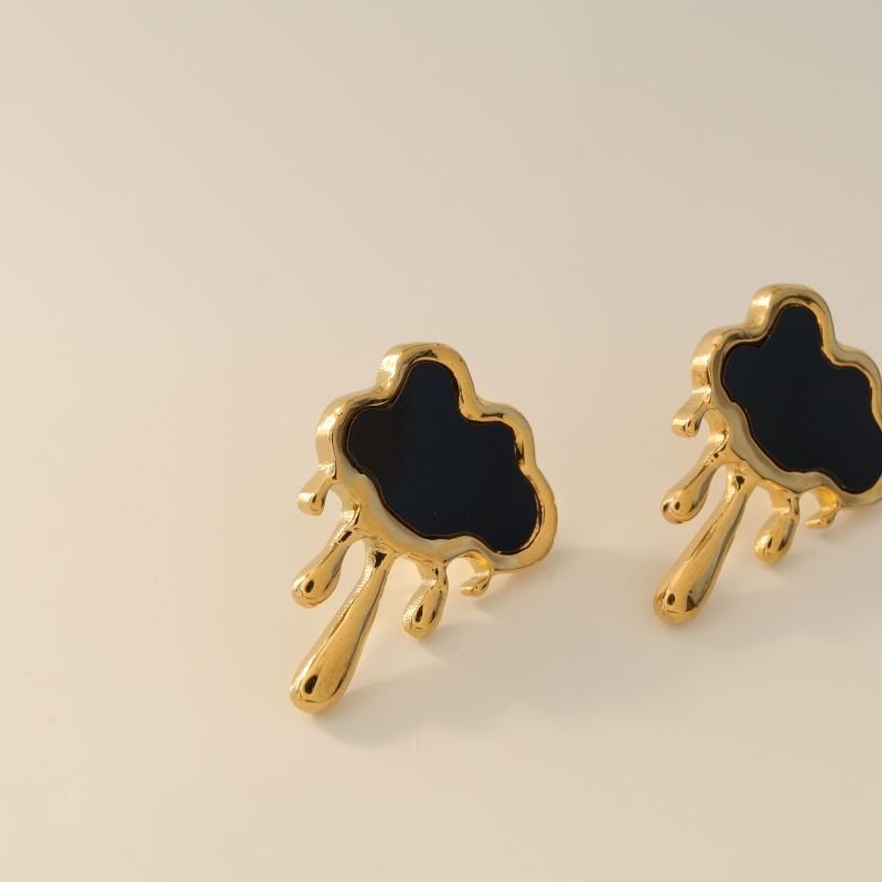 Brinco Nuvem Preto em Aço Inox (Linha Premium)