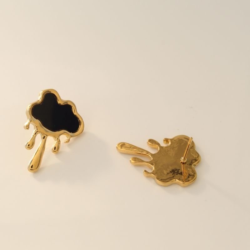 Brinco Nuvem Preto em Aço Inox (Linha Premium)