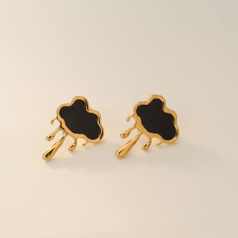 Brinco Nuvem Preto em Aço Inox (Linha Premium)