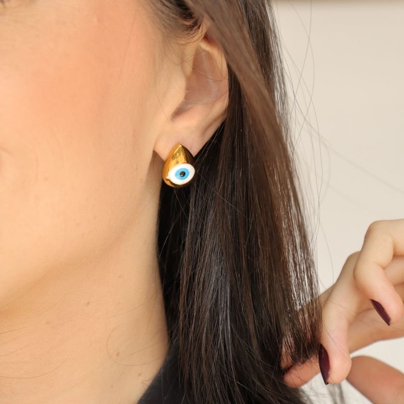 Brinco Olho Grego em Aço Inox (Linha Premium)
