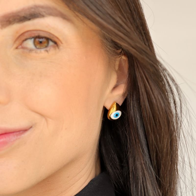 Brinco Olho Grego em Aço Inox (Linha Premium)