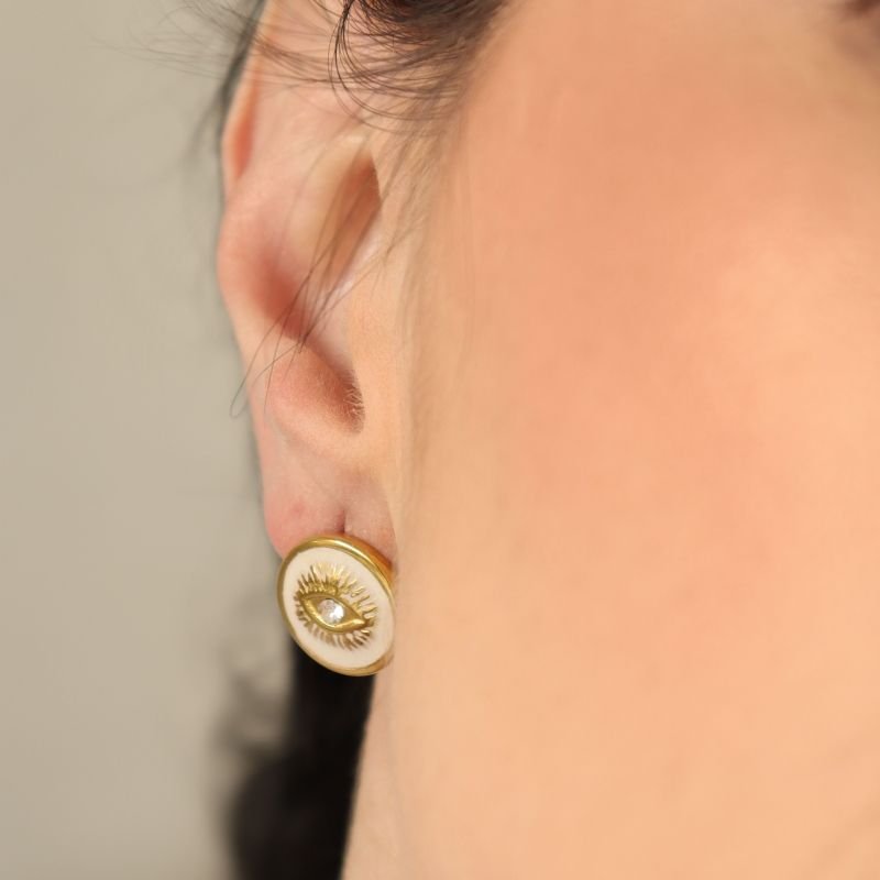 Brinco Olho Grego em Aço Inox