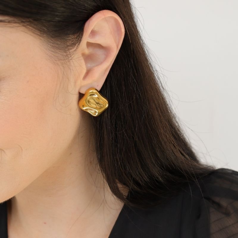 Brinco Orgânico Amassado em Aço Inox (Linha Premium)