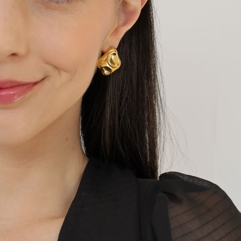 Brinco Orgânico Amassado em Aço Inox (Linha Premium)