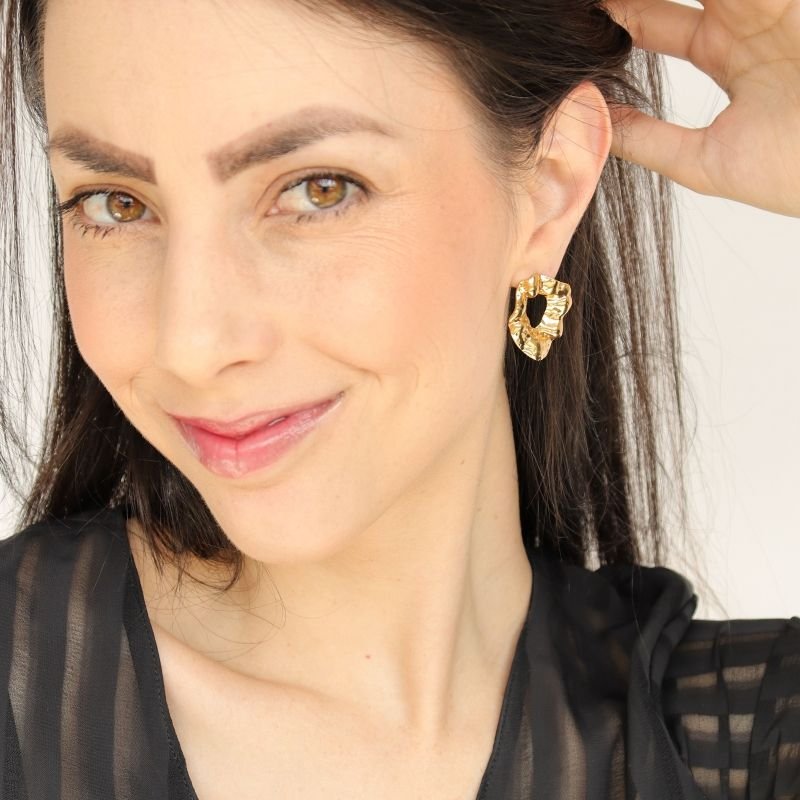 Brinco Orgânico Amassado em Aço Inox (Linha Premium)