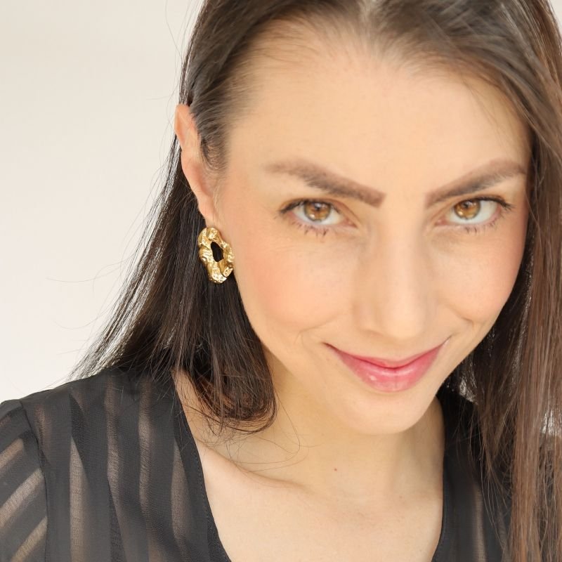 Brinco Orgânico Amassado em Aço Inox (Linha Premium)