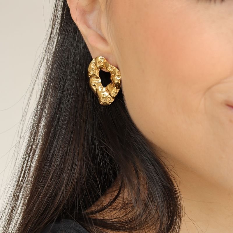 Brinco Orgânico Amassado em Aço Inox (Linha Premium)