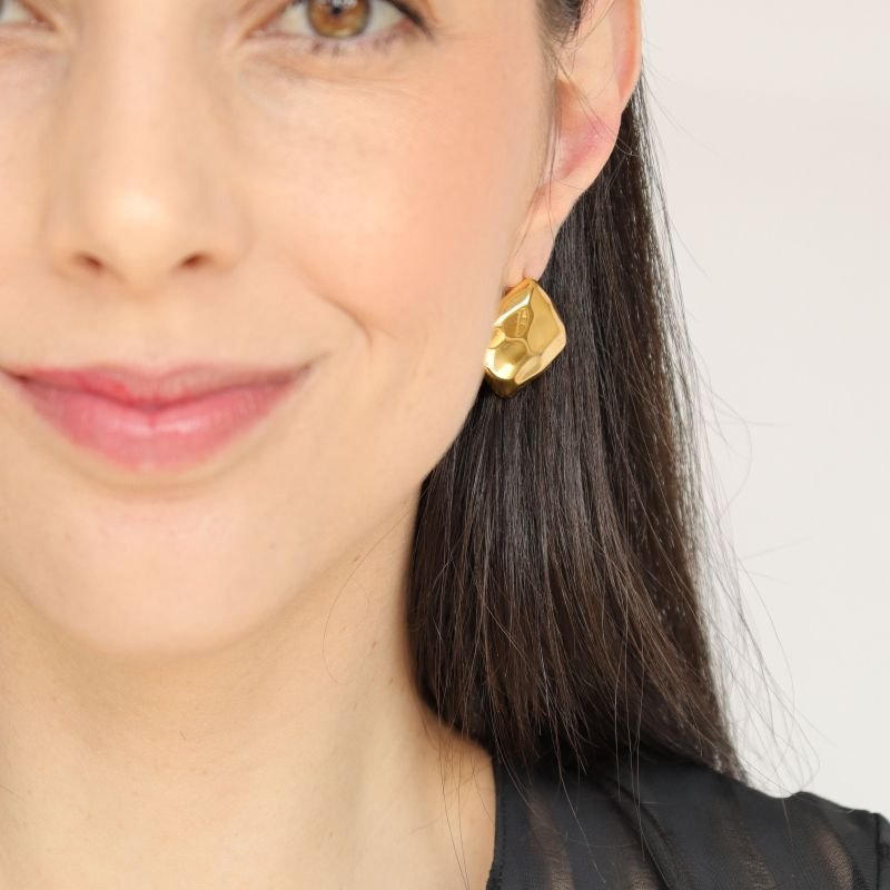 Brinco Orgânico Amassado em Aço Inox (Linha Premium)