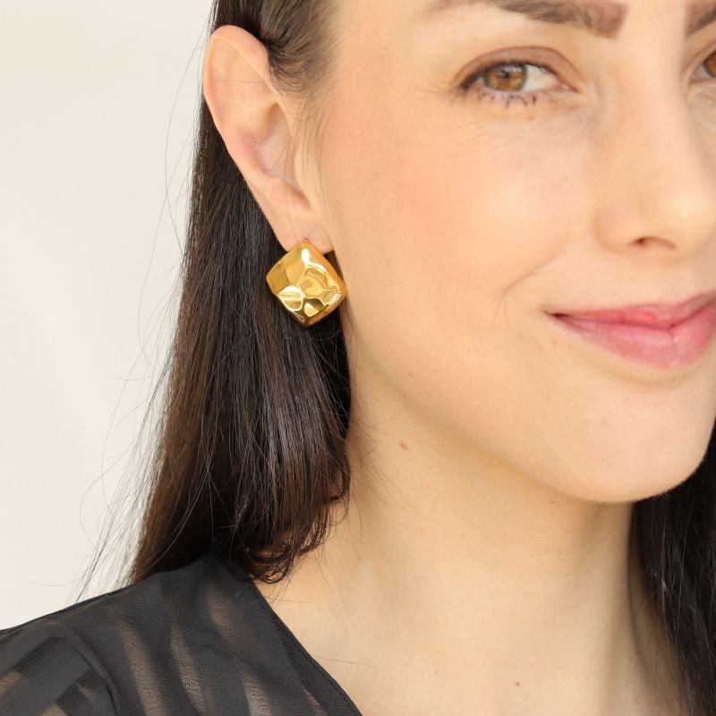 Brinco Orgânico Amassado em Aço Inox (Linha Premium)