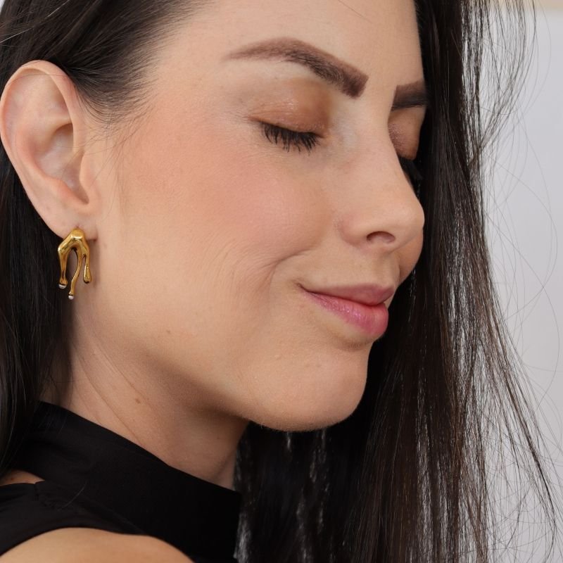 Brinco Orgânico Moderno em Aço Inox (Linha Premium)