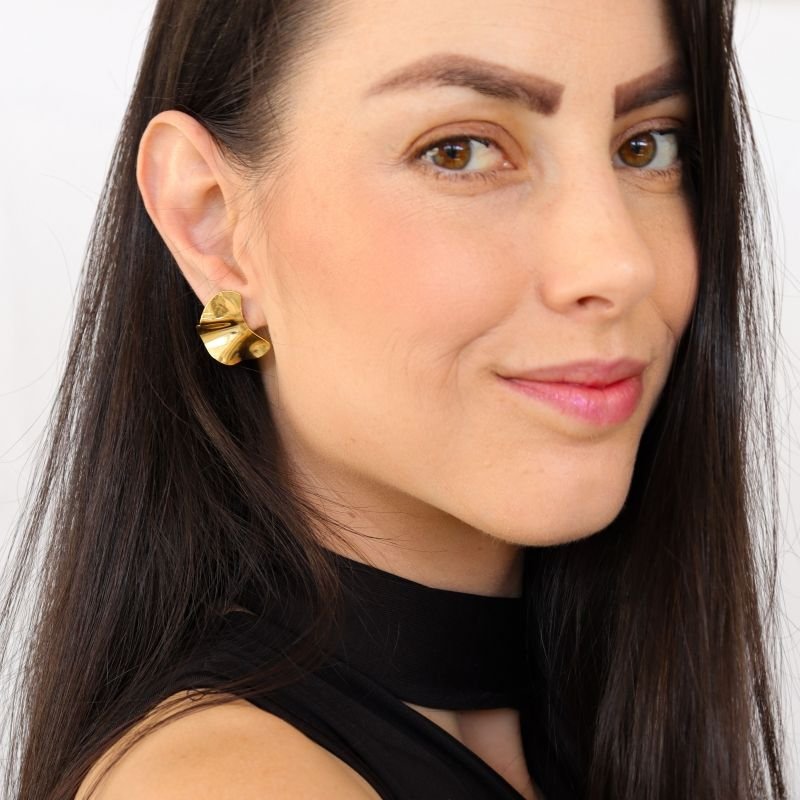 Brinco Orgânico Moderno em Aço Inox