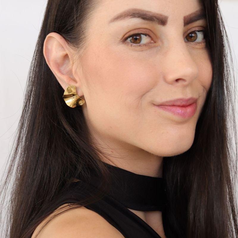 Brinco Orgânico Moderno em Aço Inox