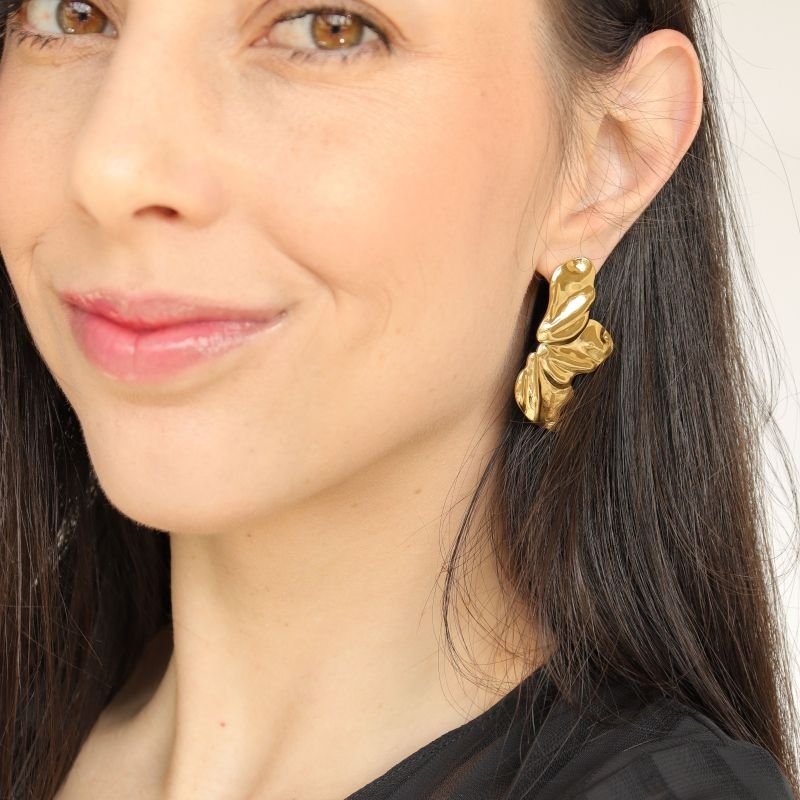 Brinco Orgânico Pétala em Aço Inox (Linha Premium)