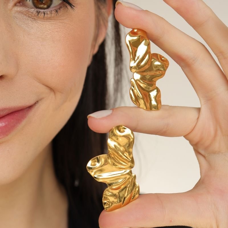 Brinco Orgânico Pétala em Aço Inox (Linha Premium)