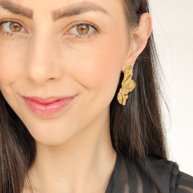 Brinco Orgânico Pétala em Aço Inox (Linha Premium)