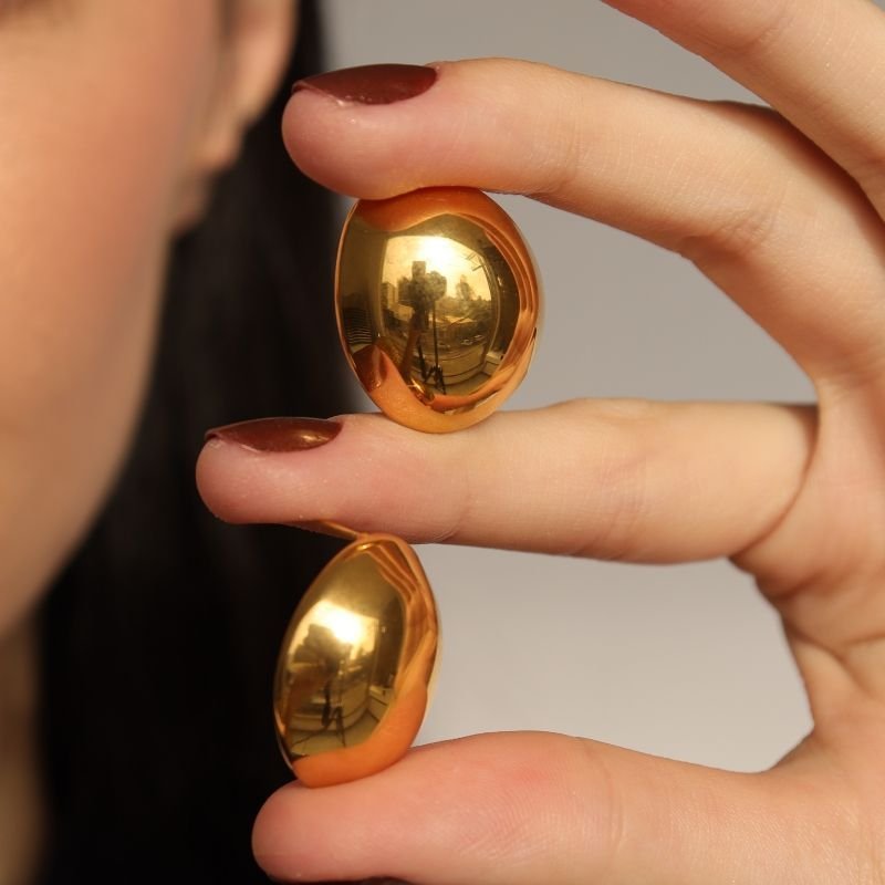 Brinco Oval Orgânico em Aço Inox (Linha Premium)