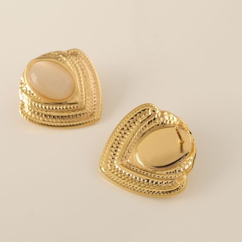 Brinco Pedra com Detalhes em Aço Inox (Linha Premium)