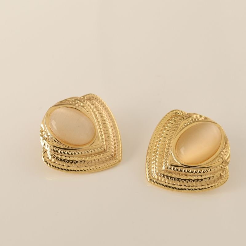 Brinco Pedra com Detalhes em Aço Inox (Linha Premium)