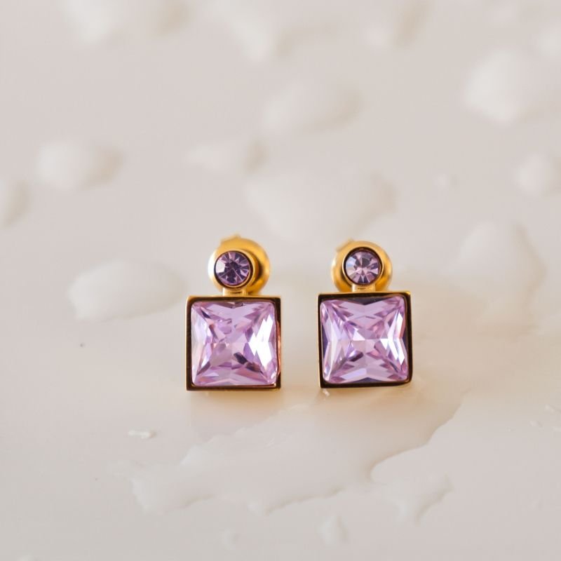 Brinco Pedra Moderno em Aço Inox (Linha Premium) Peso 7g