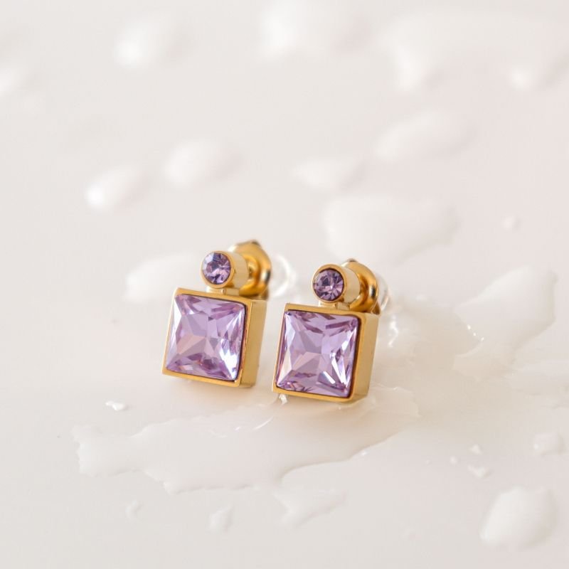 Brinco Pedra Moderno em Aço Inox (Linha Premium) Peso 7g