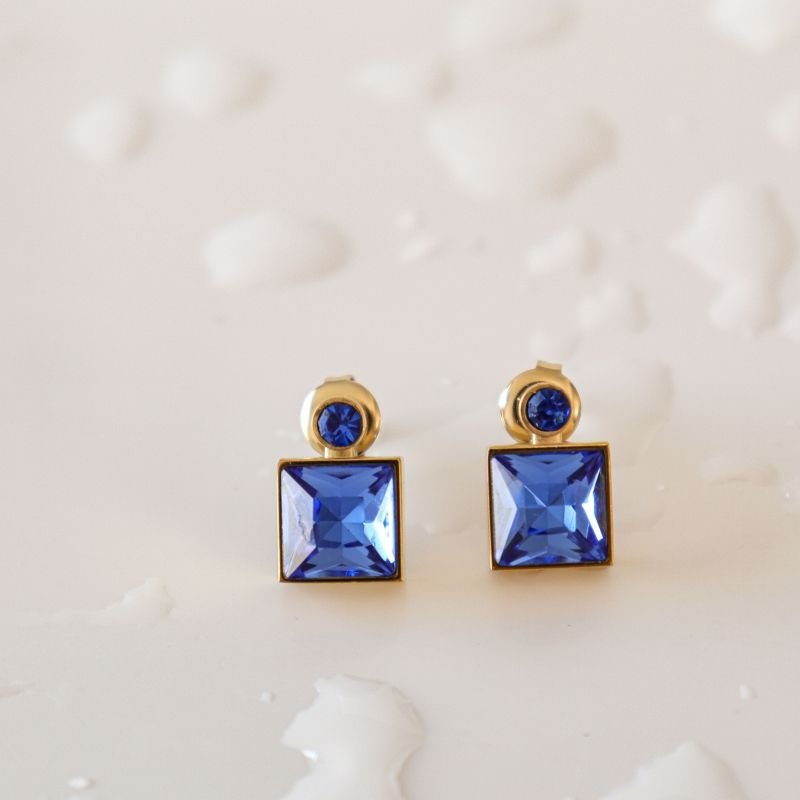 Brinco Pedra Moderno em Aço Inox (Linha Premium) Peso 7g