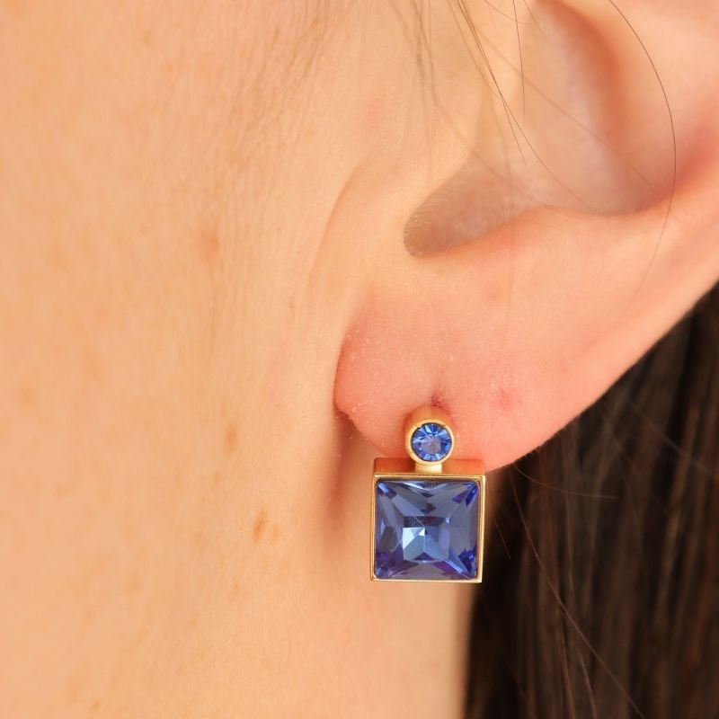 Brinco Pedra Moderno em Aço Inox (Linha Premium) Peso 7g