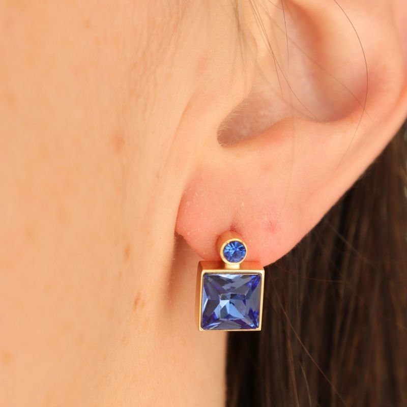 Brinco Pedra Moderno em Aço Inox (Linha Premium) Peso 7g