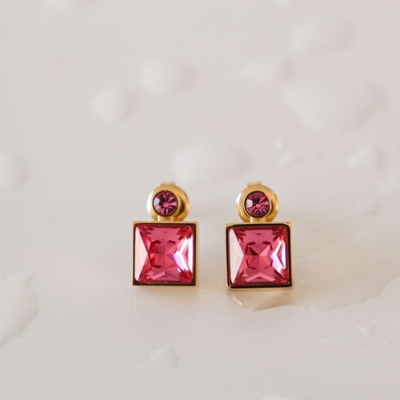 Brinco Pedra Moderno em Aço Inox (Linha Premium) Peso 7g