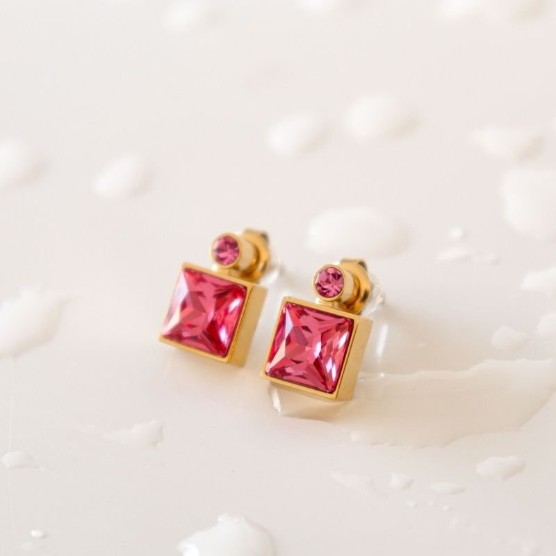 Brinco Pedra Moderno em Aço Inox (Linha Premium) Peso 7g