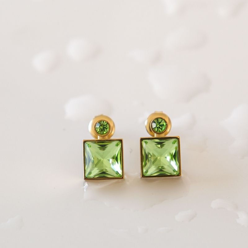 Brinco Pedra Moderno em Aço Inox (Linha Premium) Peso 7g