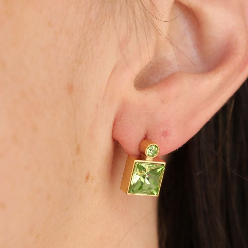 Brinco Pedra Moderno em Aço Inox (Linha Premium) Peso 7g