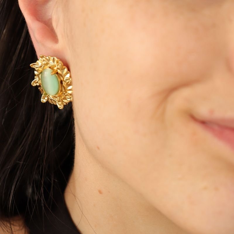 Brinco Pedra Verde em Aço Inox (Linha Premium)