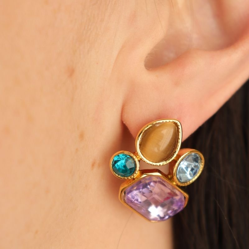 Brinco Pedras em Aço Inox (Linha Premium) Peso 7g