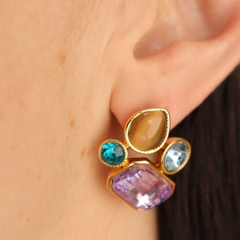 Brinco Pedras em Aço Inox (Linha Premium) Peso 7g