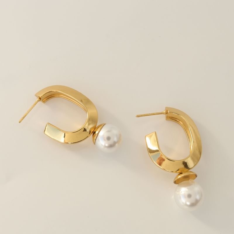 Brinco Pérola Argola Delicado em Aço Inox