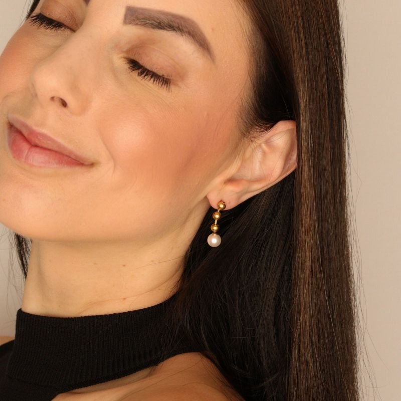 Brinco Pérola Delicado em Aço Inox