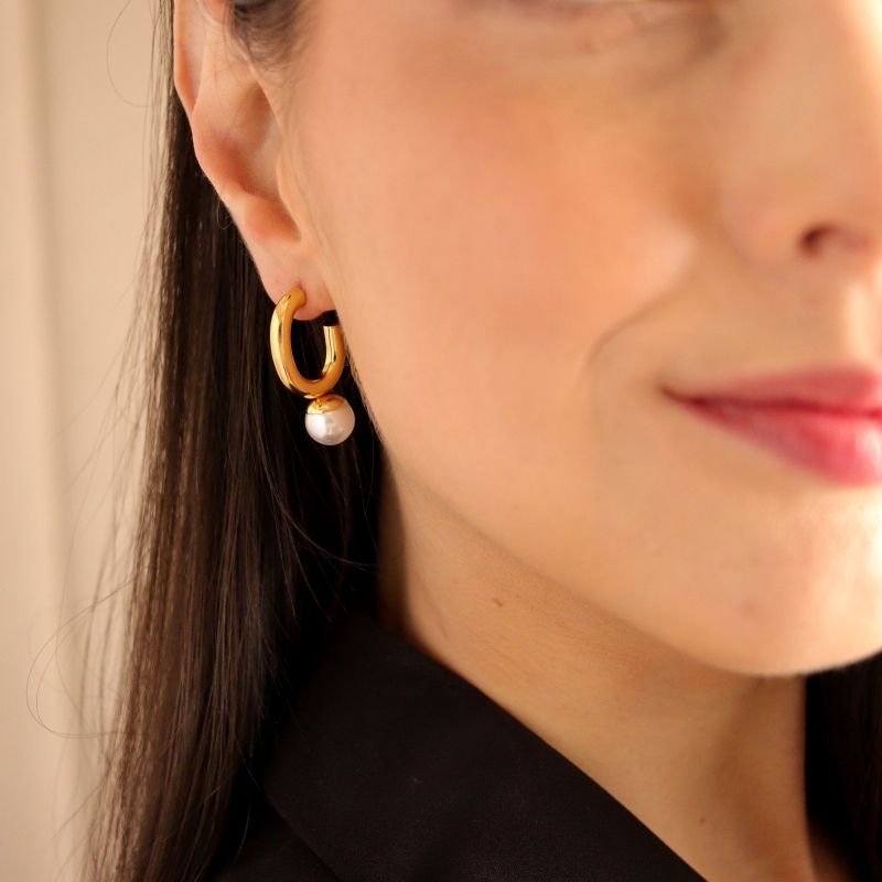 Brinco Pérola Delicado em Aço Inox