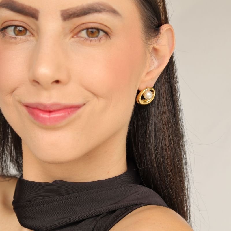 Brinco Pérola em Aço Inox (Linha Premium)