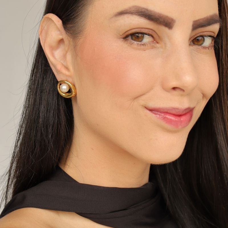 Brinco Pérola em Aço Inox (Linha Premium)