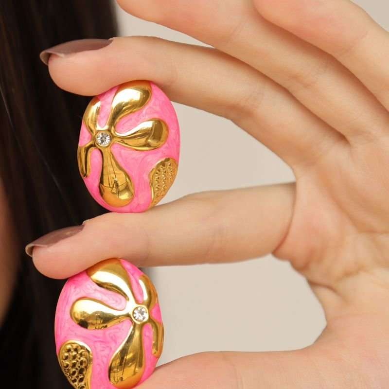 Brinco Pink Moderno em Aço Inox (Linha Premium)