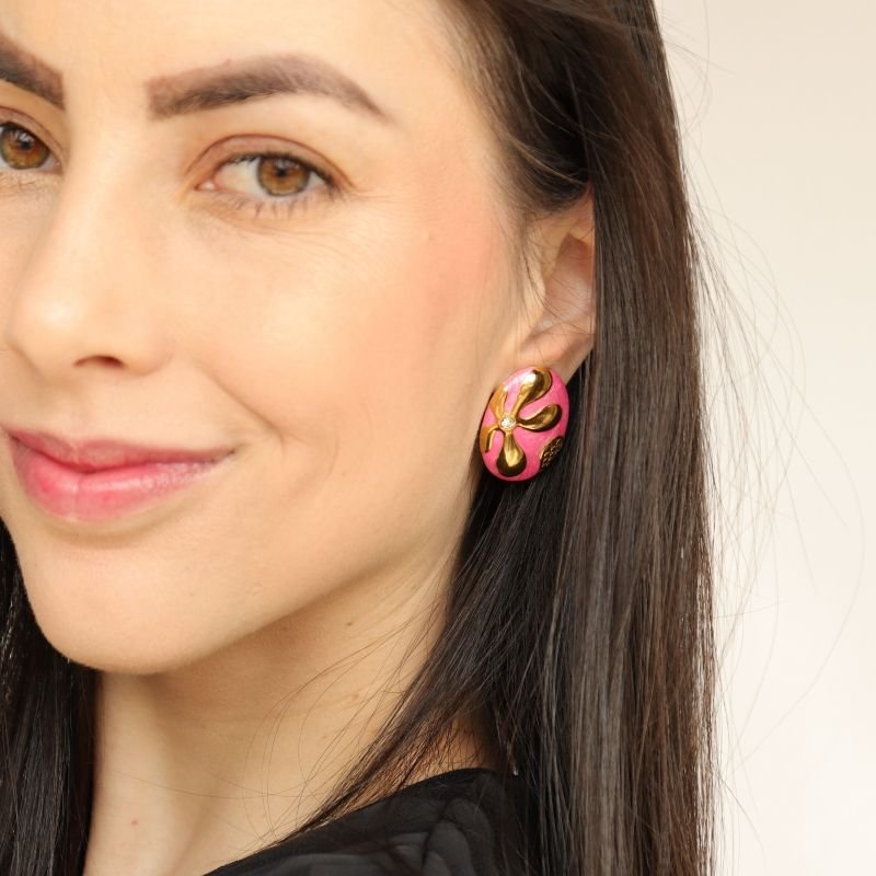 Brinco Pink Moderno em Aço Inox (Linha Premium)