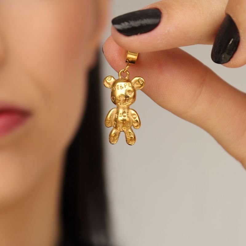 Brinco Ursinho Moderno em Aço Inox (Linha Premium)